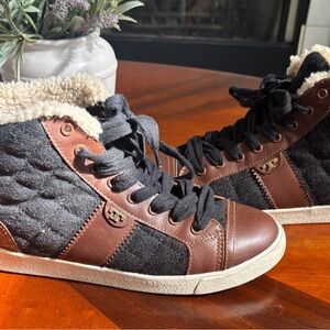 Tory Burch Flannel Hi Top Sneaker Women's